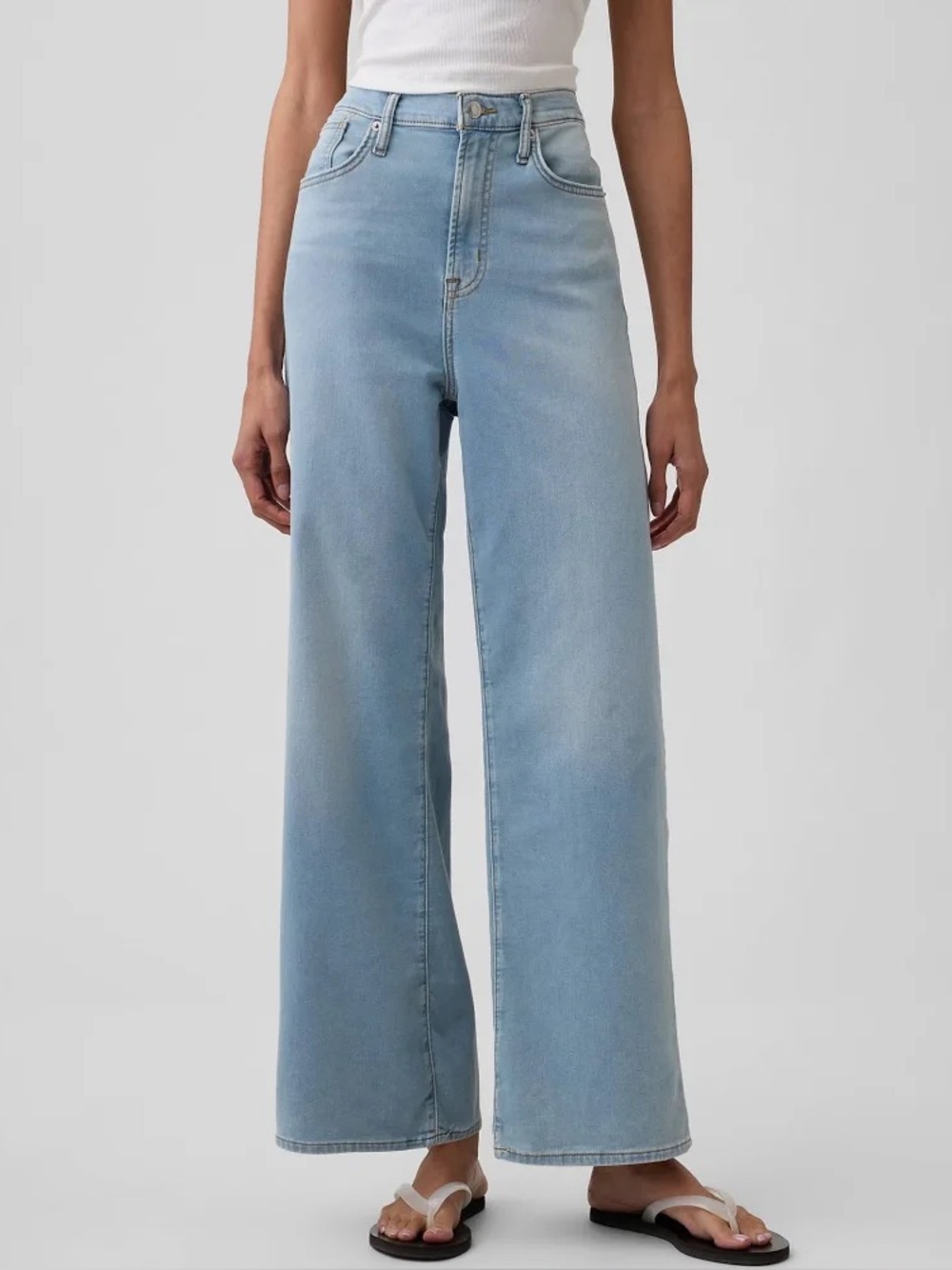 Gap High-Waist Wide-Leg Light Wash Sweatpants Jeans EUC 30